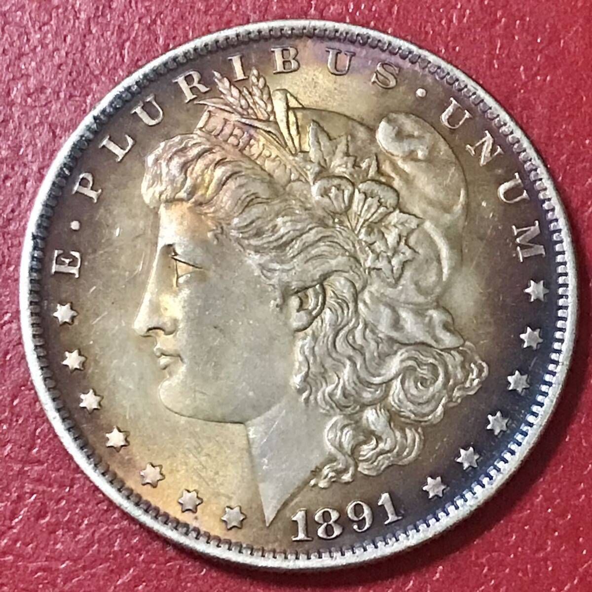 銀貨 1891年 1ドル モルガンダラー銀貨 自由の女神 アメリカ 硬貨硬貨 古銭 貿易銀 コイン 竜 の画像1