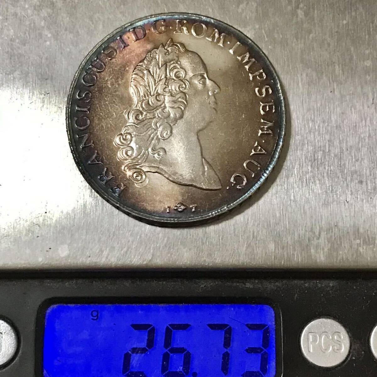 銀貨 1765年 神聖ローマ皇帝フランツ１世 神聖ローマ帝国 ドイツ＝アウクスブルク  ターレル銀貨 1円銀貨 貿易銀 古銭 硬貨の画像6