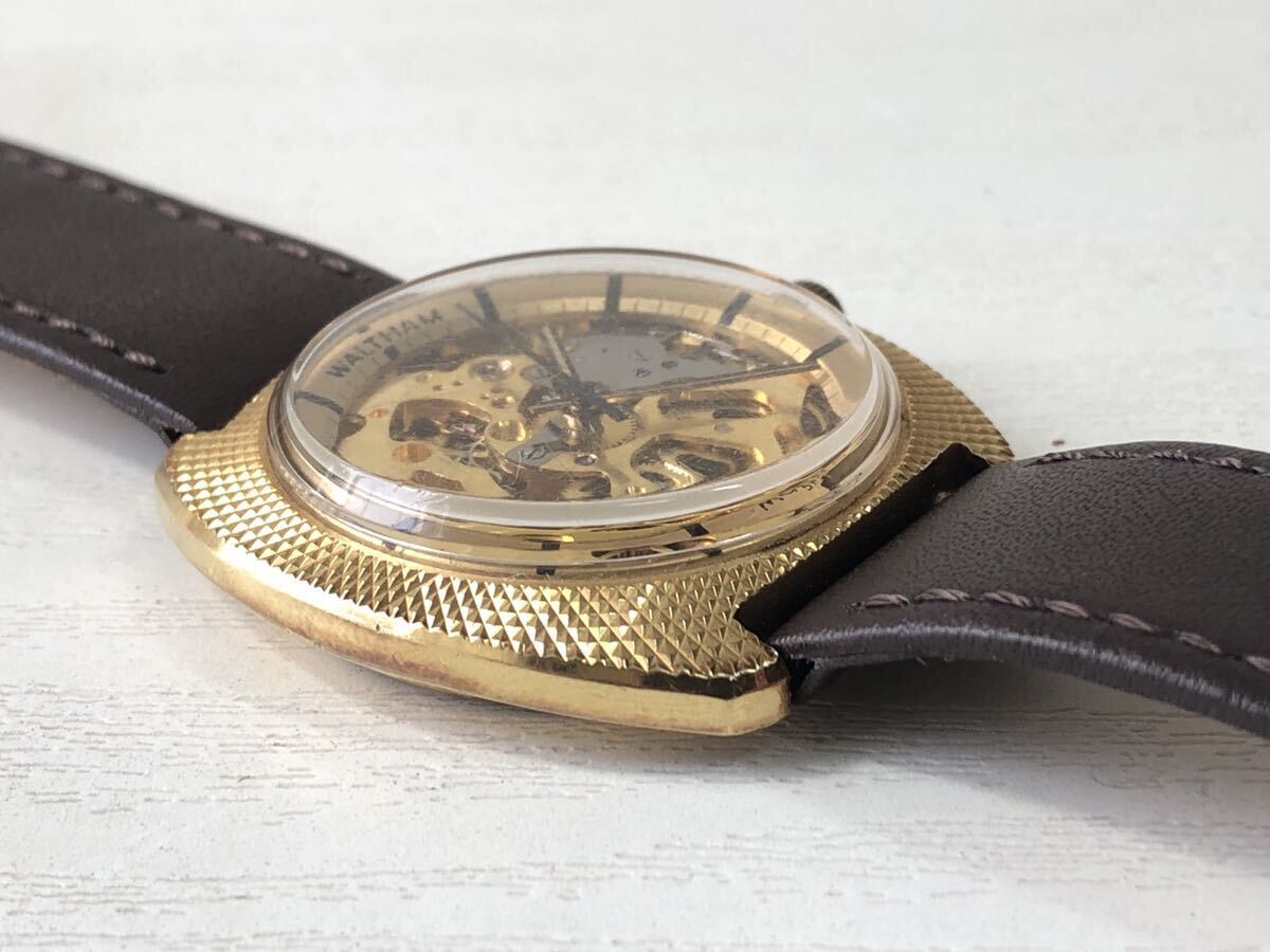 WALTHAM MONACO 腕時計 メンズ スケルトン 自動巻き 稼働品 ウォルサム モナコ 裏スケ 皮ベルトの画像3