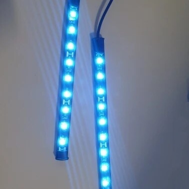 フロアライト 12V 24V 9LED 2本セット USB給電 フットライト アイスブルー 青 白 車内 装飾用 足元 LEDテープライト 簡単設置 汎用