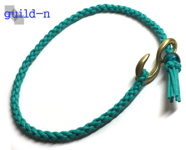 guild-n * blue green brass brass hook wax code anklet bracele mi sun ga men's lady's size order possible 