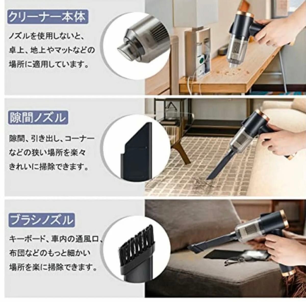 【ジャンク品】ハンディクリーナー コードレス  ハンディ掃除機  車用 折り畳み 充電式 黒