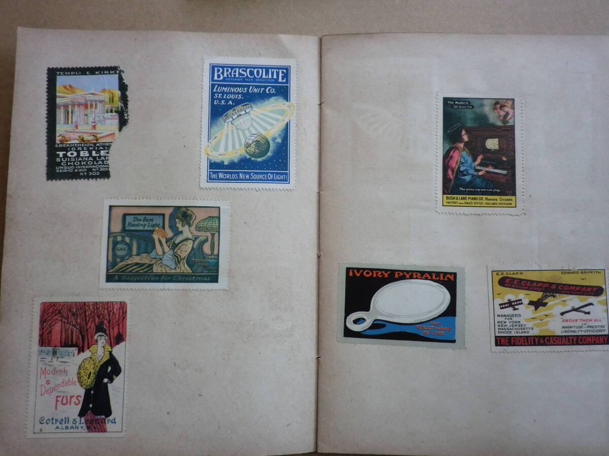 １９３０年代頃の欧米シール　貼込帖（約９０枚）、台紙貼シール（約９５枚）_画像9