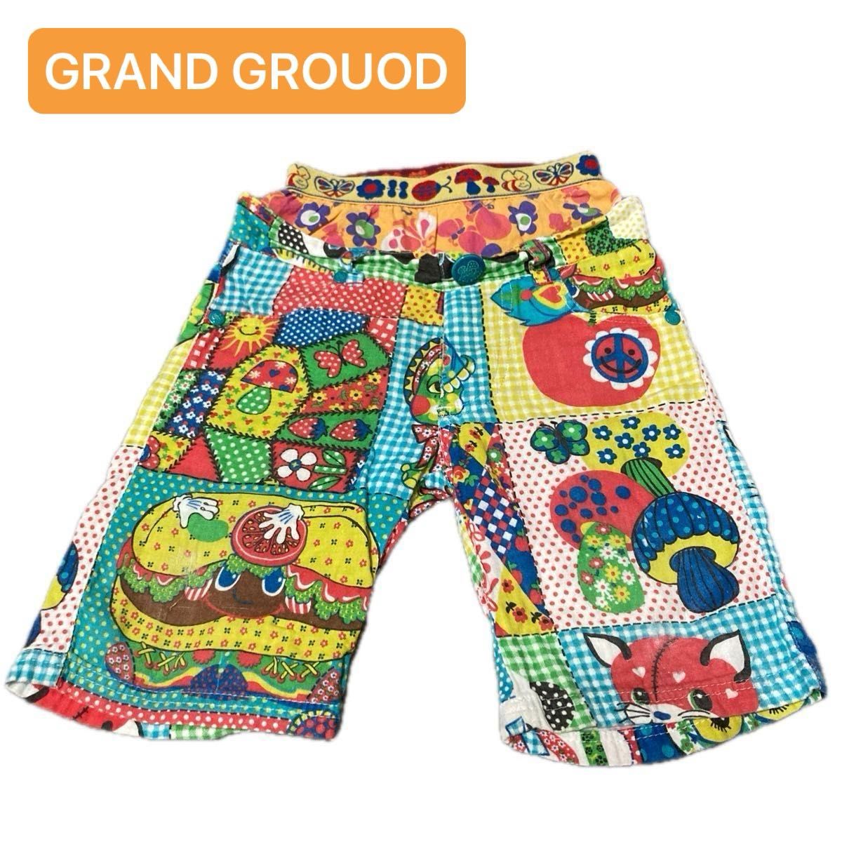 GRAND GROUND  ハーフパンツ ショートパンツ パンツ 総柄 マルチカラー　グラグラ　3 総ゴム