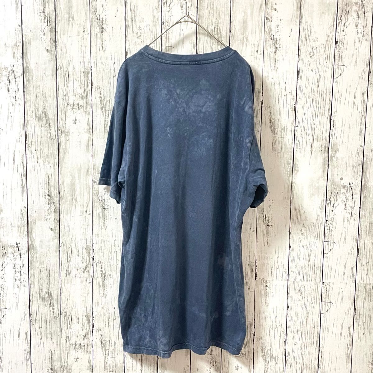 DENHAM デンハム センター刺繍ロゴ ウォッシュ加工 丸首半袖Tシャツ★Mサイズ★ブルー★ブルガリア製