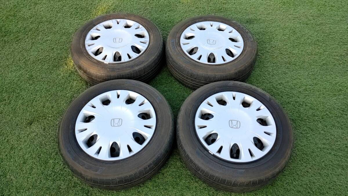 【中古】HONDA/ホンダ/フィット/14×5.5j/PCD100/オフセット+45/14インチ/4H/ハブ56mm/鉄チン/ホイール/4本セットの画像1