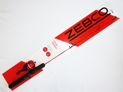 ゼブコ Zebco ドックデーモン Dock Demon スピンキャストリール + 2ft6in (77cm) ショートロッド セット 赤_画像2