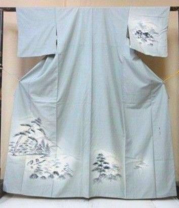  正絹 着物 訪問着 紬 式典 和装 墨描き 日本庭園 風景 高級 袷 