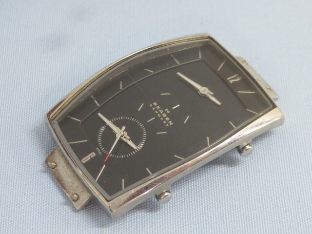 ■SKAGEN 281LSLB 腕時計フェイスのみ フェイスブラック スカーゲン クォーツ DENMARK 電池交換済み 94631■！！_画像2