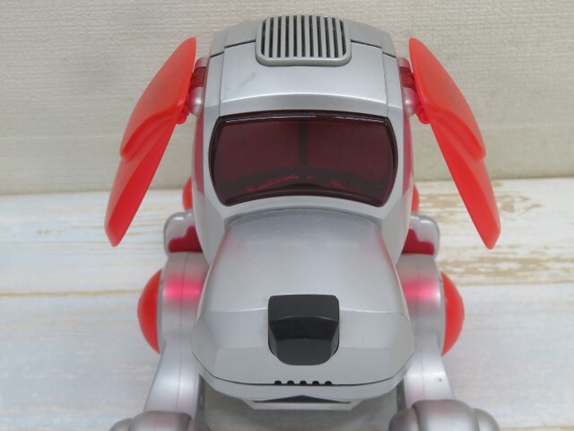 **SEGA TOYS 2000 robot dog toy silver × red Sega toys Poo-chi POOCH SUPER USED 94619**!!