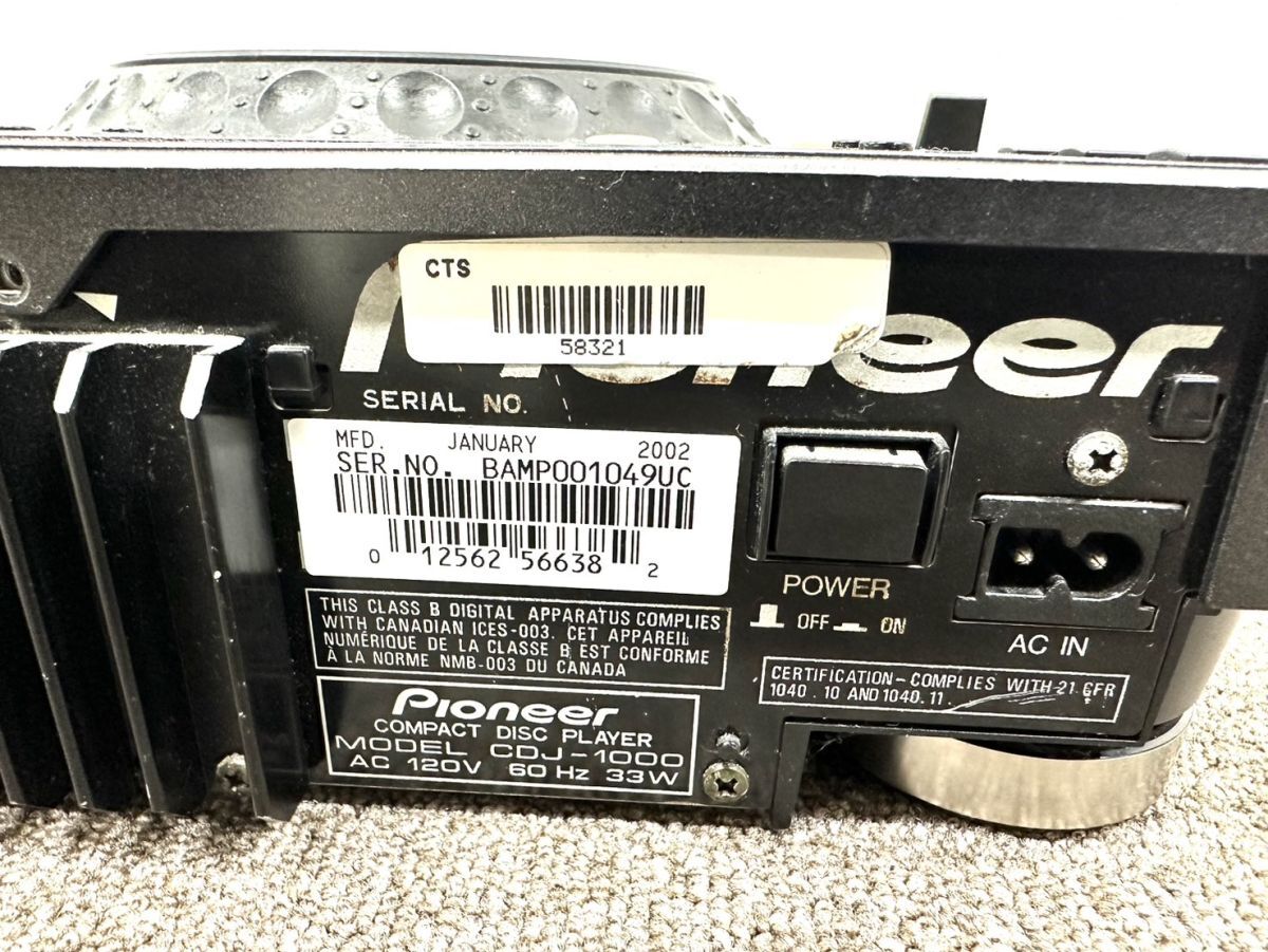 G019-G13-157 Pioneer パイオニア DJテーブル コンパクトディスクプレーヤー CDJ-1000 通電確認済み_画像8