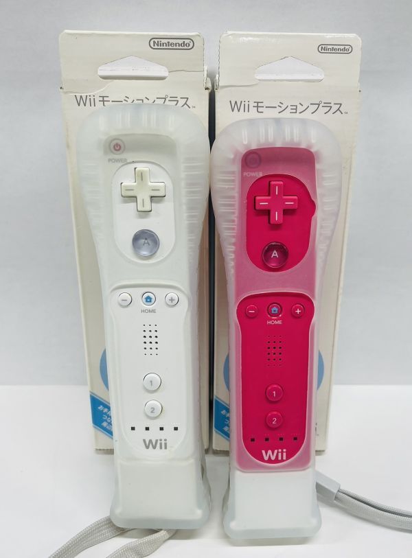 F260-G11-262 任天堂 Nintendo Wii モーションプラス リモコン Shiro ホワイト ピンク 2点セット 通電確認済みの画像1