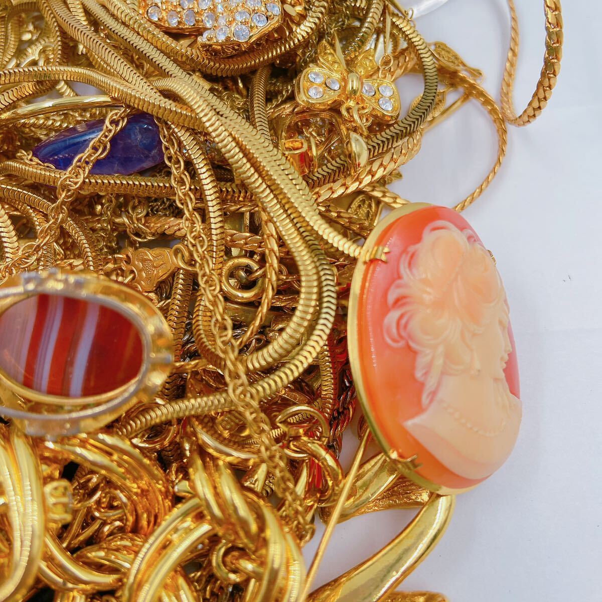 4D041 Gold accessory summarize necklace earrings brooch bracele lady's 
