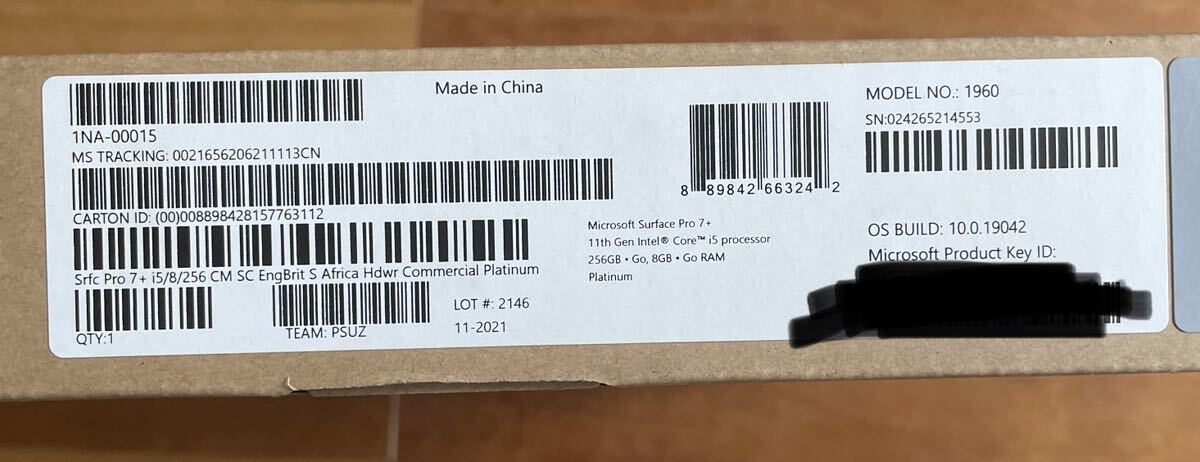 Microsoft Surface Pro7+ 11th Gen Intel Core i5 256GB 8GB RAM Platinum【未使用】 番号：sf001_画像6