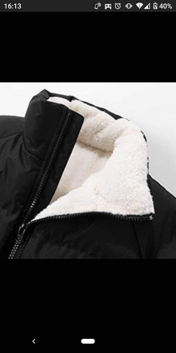 新品未使用 コート メンズ 中綿ジャケット 冬服 裏起毛 無地 XL 黒　ブラック　大きめサイズ　男性　メンズ　ふゆ　ダウンコート