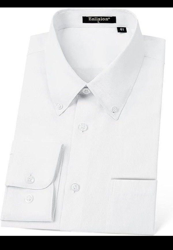 新品未着用　Enlision ワイシャツ メンズ 長袖 フォーマル ビジネス  無地 Sサイズ　白　ホワイト　無地　首３７センチ
