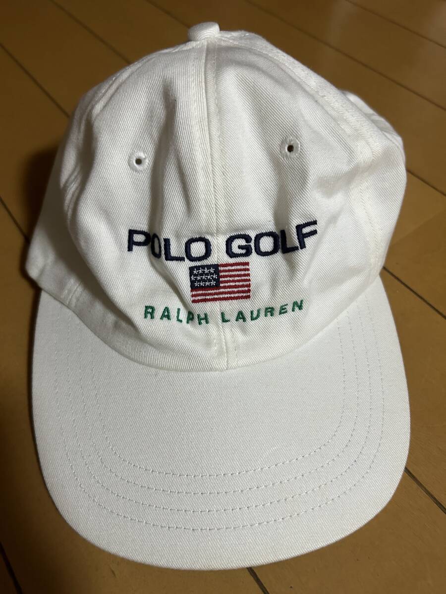 90s POLO GOLF キャップ ホワイト　ビンテージ 90年代 ポロスポーツ ラルフローレン レア_画像1