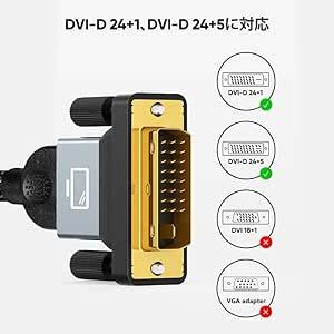 HDMI-DVI 変換ケーブル 1.8M 双方向対応 HDMI to DVI(24+1)変換ケーブル 1080P DVI-D オス_画像3