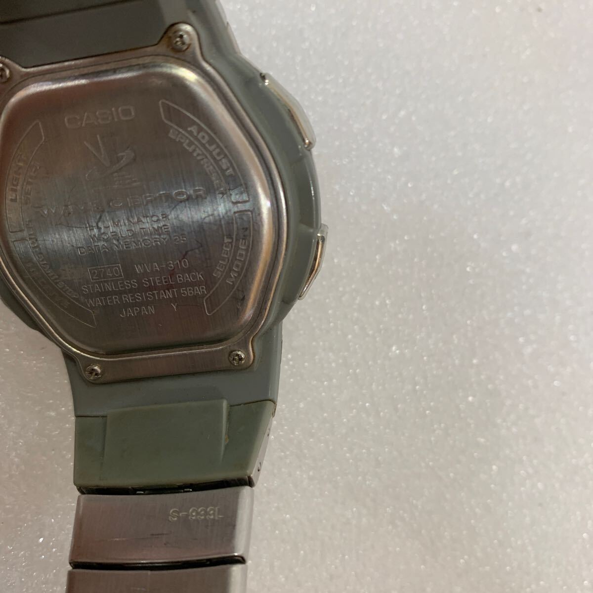 QW3723 ■CASIO カシオ WAVE CEPTOR ウェーブセプター ワールドタイム WVA-3100 シルバー ベゼル ヴィンテージ バンド 文字 時計 0419_画像5