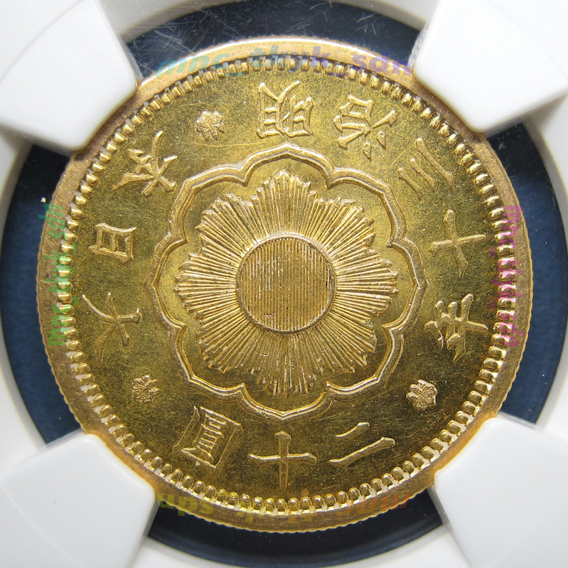  new 20 jpy gold coin Meiji 30 year . Akira NGC MS63