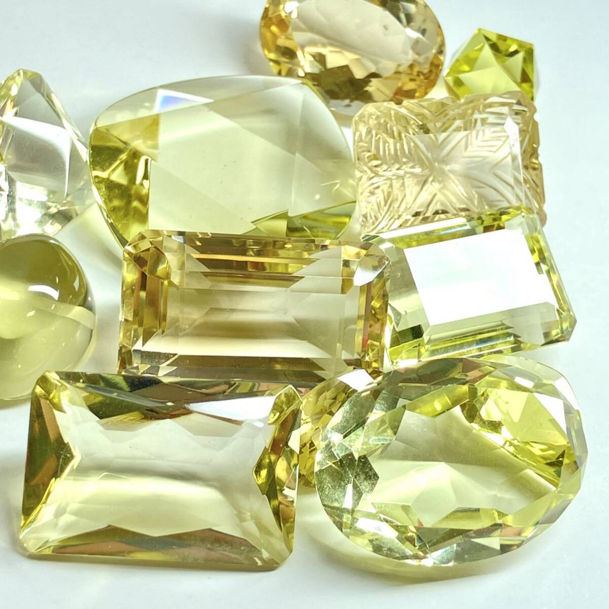 ［天然イエロークォーツ14点おまとめ300ct］M ルース 裸石 宝石 ジュエリー jewelry クリスタル crystal yellow quartz _画像2