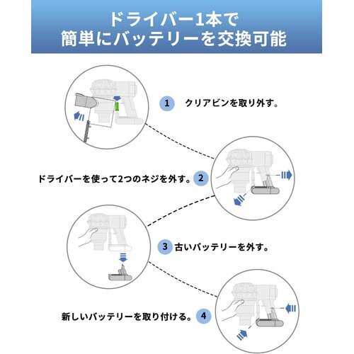 Dyeetic 互換品 フィルター付き PSEマークあり 21.6v 応 掃除機用交 バッテリー V6 ダイソン 6_画像6