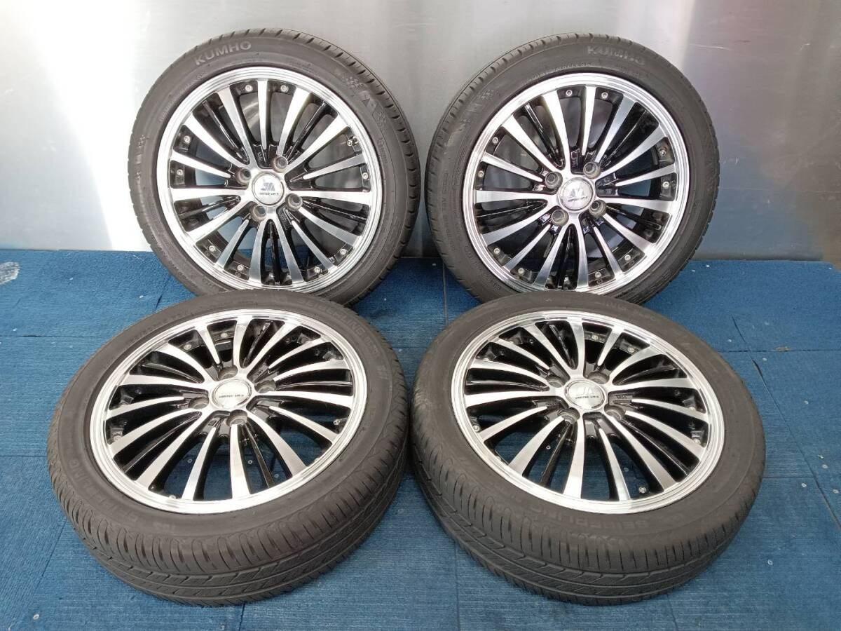 ★7-8.5分山★21.22年製★ SEIBERLING・KUMHO 165/50R15　社外ホイール 15×4.5J +43 4H-100 4本セット 軽自動車等　E863_画像1