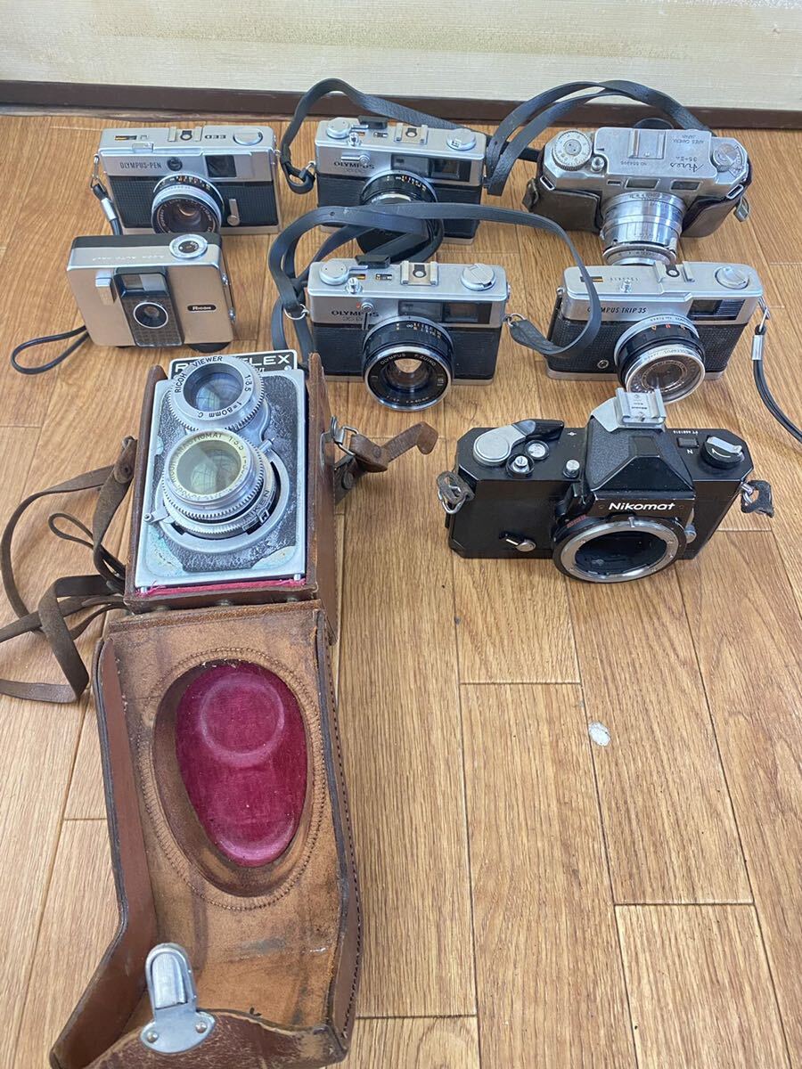 OLYMPUS , NIKOMAT, OLYMPUS TRIP 35, OLYMPUS-PEN, RICOHFLEX VI,…フィルムカメラ 8点セットまとめて売る_画像1