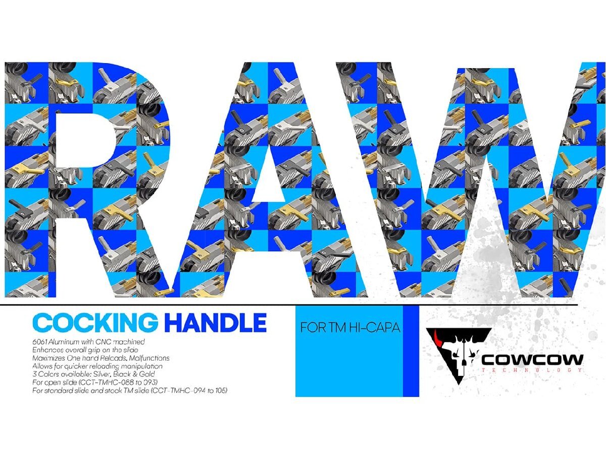 COW-HC-FR006B　COWCOW TECHNOLOGY アルミCNC RAW コッキングハンドル スタンダード F 右出し用 TM Hi-Capa BK_画像3