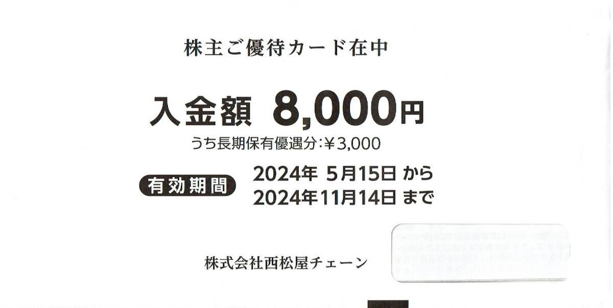 株式会社西松屋チェーン 株主ご優待カード 8,000円分 有効期限2024年11月14日 株主優待_画像1