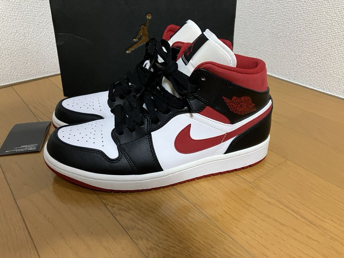 2回使用 ナイキ エアジョーダン 1 ミッド ホワイト/ジム レッド NIKE AIR JORDAN 1 MID 554724-122 US9 27センチ エア ジョーダン_画像2