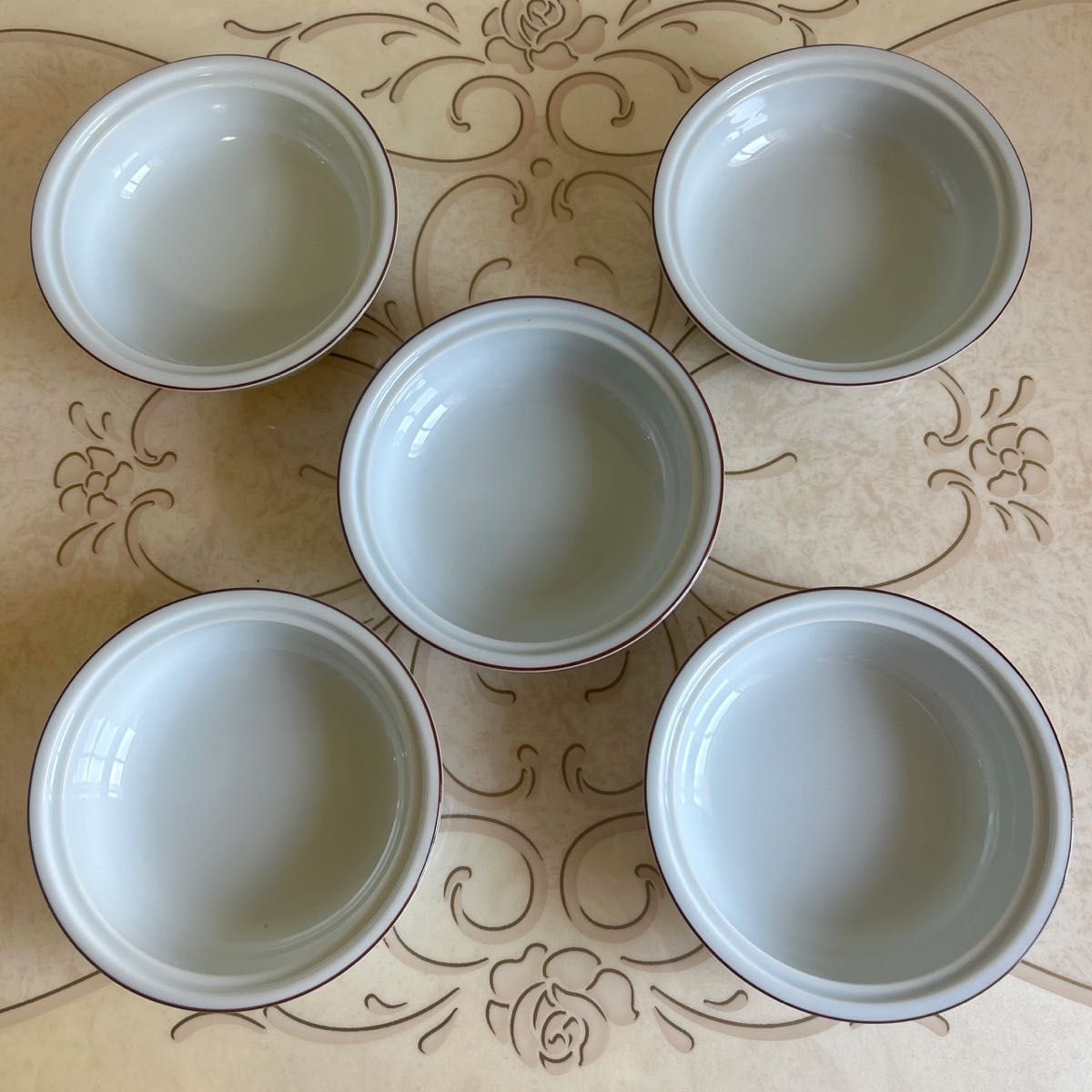 前畑陶器 庫山窯 蓋付き煮物碗 5客セット 色絵 染付 中鉢 小丼 前畑陶器 庫山窯 蓋付き煮物碗 5客セット 色絵 染付 中鉢 小丼