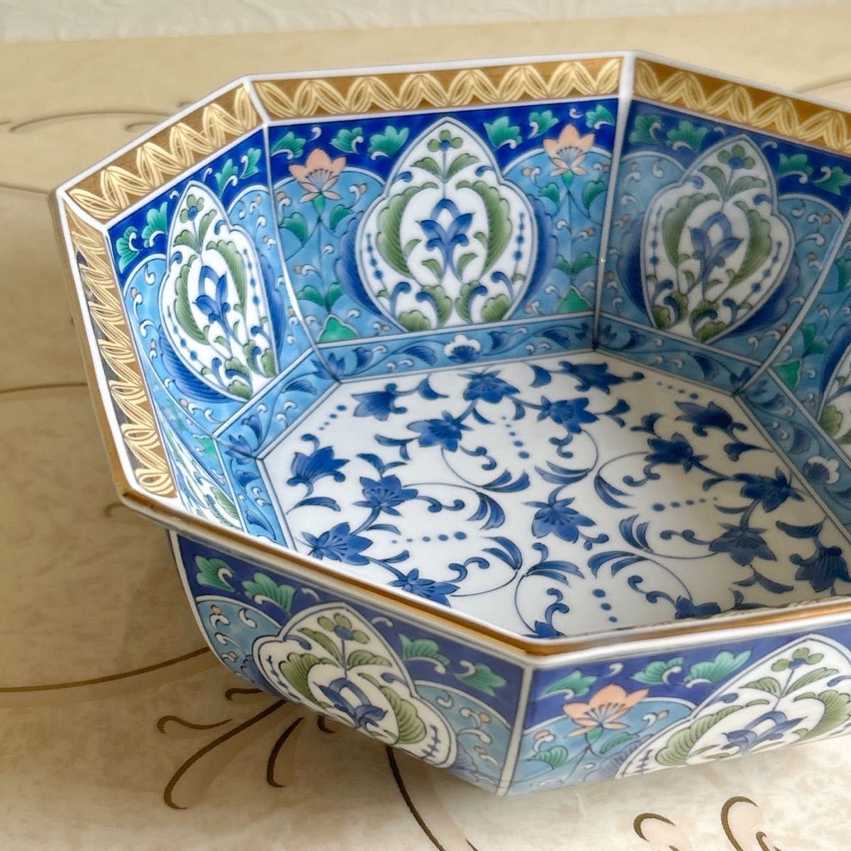 三洋陶器 龍峰窯 金七宝菓子鉢 八角鉢 八角皿 大皿 大鉢 金彩古 三洋陶器 龍峰窯 金七宝菓子鉢 八角鉢 八角皿 大皿 大鉢 金彩古