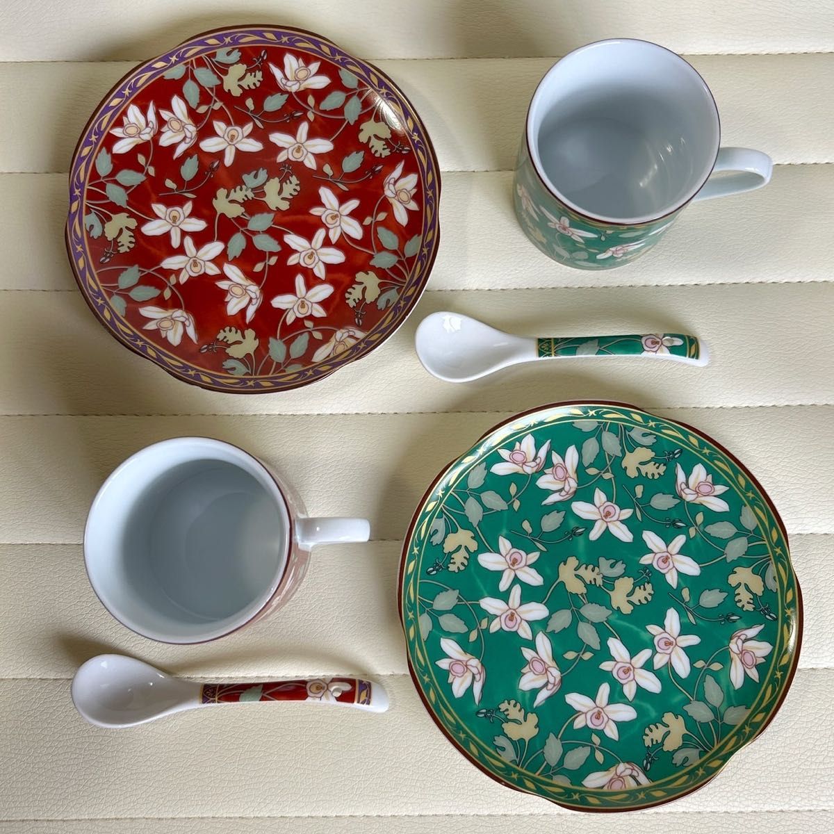 有田焼 雅峰窯 カップ&ソーサー 2客セット 色絵 古伊万里 有田焼 雅峰窯 カップ&ソーサー 2客セット 色絵 古伊万里