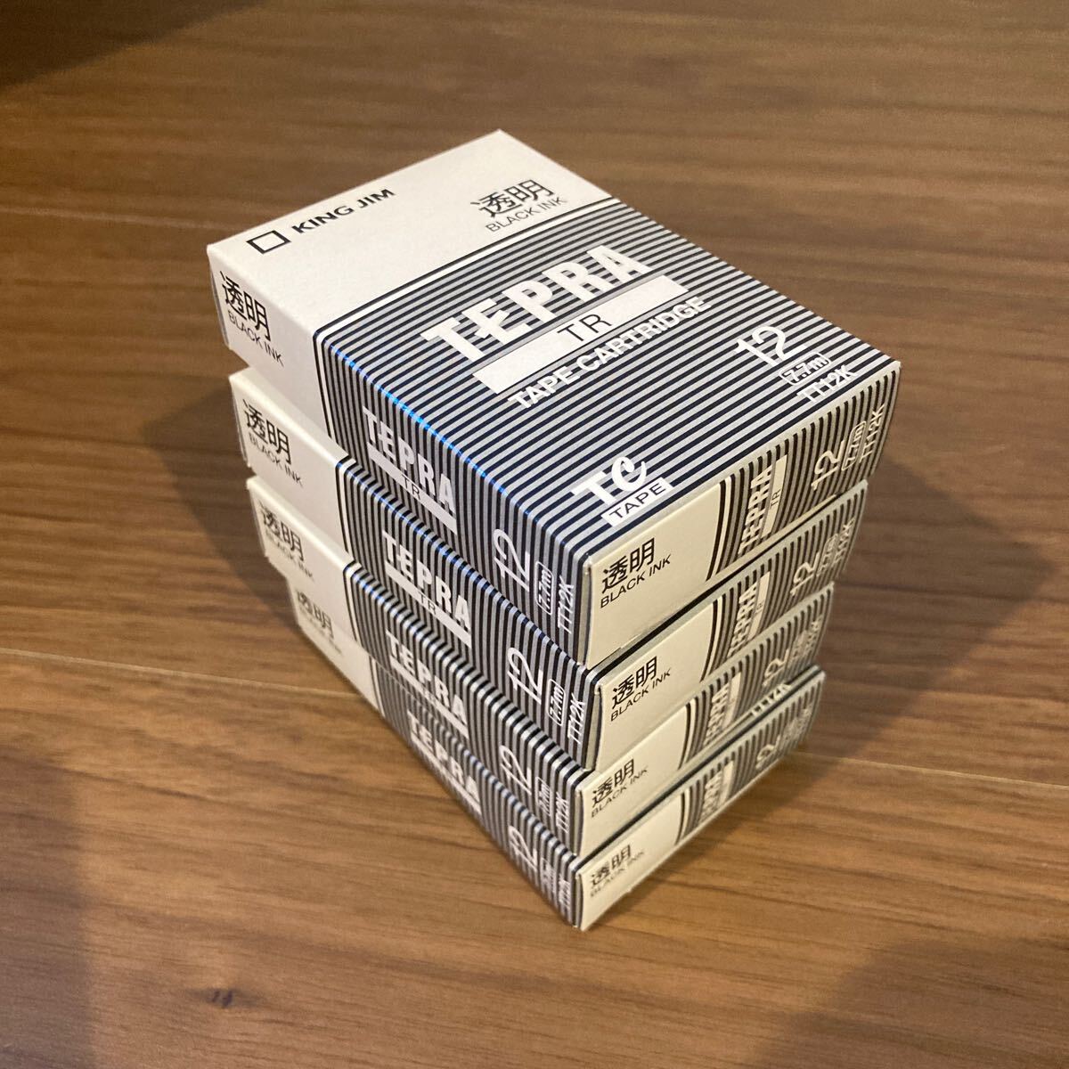 テプラ TRテープカートリッジ TT12K 12mm （透明・黒文字）　4個_画像1