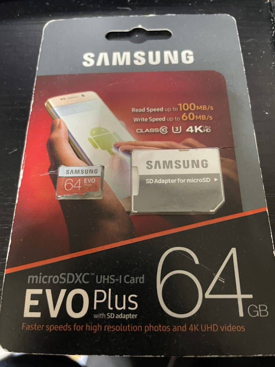 SAMSUNG EVOPlus microSDXC UHS-I Card 64GB extra USB adaptor attaching unopened unused 1 jpy start 