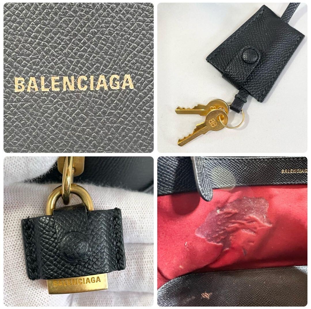[1 иен ~] прекрасный товар стандартный товар Balenciaga ручная сумочка 2way плечо имеется vi ru чёрный ключ имеется BALENCIAGA черный кожа сумка плечо .. наклонный .. сумка 