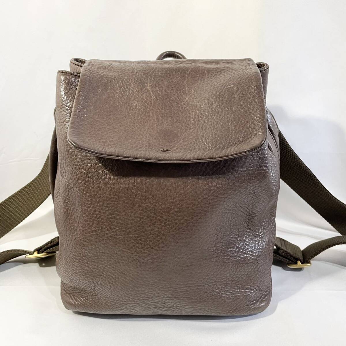 【美品】 正規品 イタリア製 ヒロフ レザー 革 ミニリュック バックパック ブラウン 茶色 リュックサック フラップ式 かばん 鞄 HIROFU