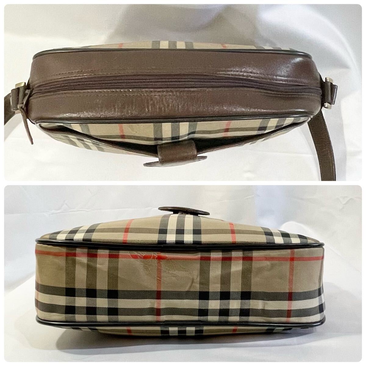 正規品 バーバリー Burberry ショルダーバッグ ポシェット ノバチェック ベージュ ブラウン 茶色 シャドーホース 鞄 かばん キャンバス 革_画像4