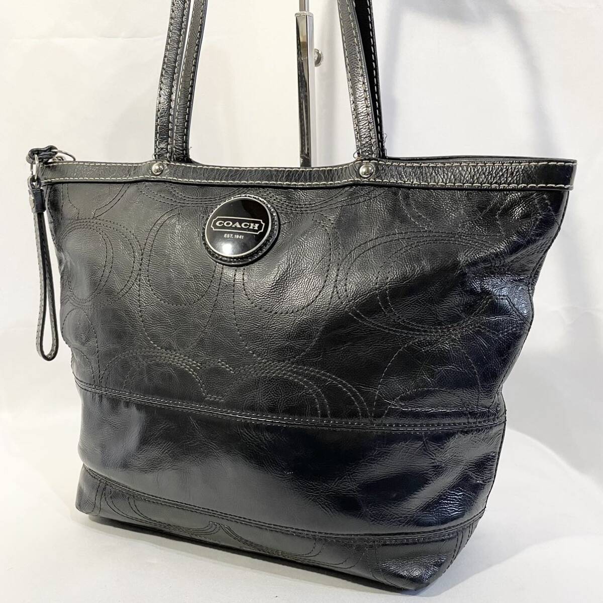 正規品 コーチ COACH トートバッグ ハンドバッグ PVC 黒 正規品 コーチ COACH トートバッグ ハンドバッグ PVC 黒