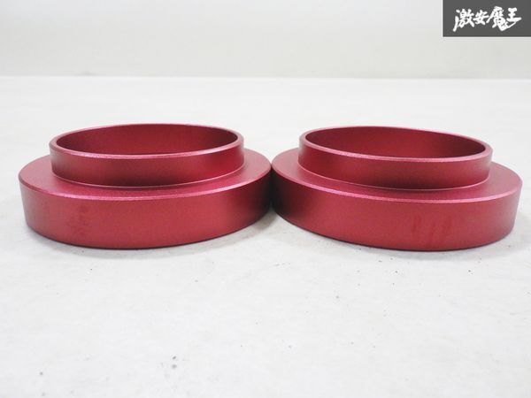 社外 メーカー不明 車高調用 スプリング スペーサー ２個 赤色 アルミ製 内径：約80ｍｍ 外径：約86.1ｍｍ 厚み：約32ｍｍ 在庫有 棚30-2_画像2