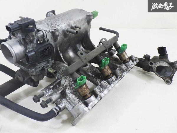 【実動】スズキ 純正 JA22W ジムニー スロットルボディ サージタンク インマニ インジェクター 棚31-3_画像6