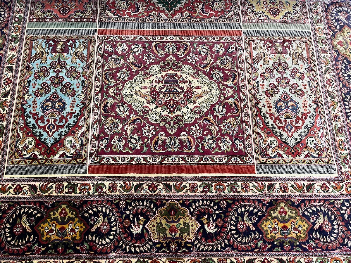  Fuji light carpet silk .. silk rug carpet animal motif 213×132cm