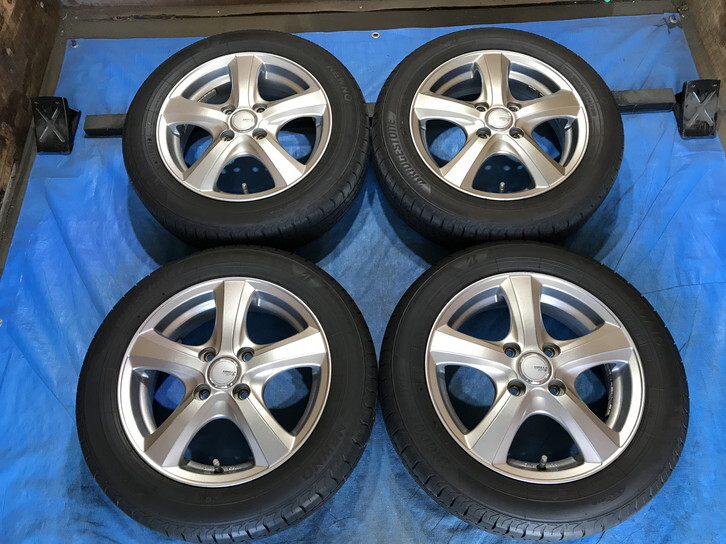 激安即決！タイヤ＋ホイール！SIBILLA NEXT SF-5 14-4.5J 4H/100 ET45 + 155/65R14 中古4本 ピクシス/スペーシア/N-BOX等！HM000917_画像1