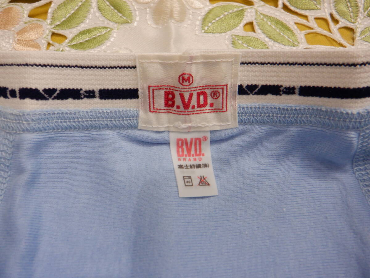 レトロ稀少 BVD B.V.D. カラービキニブリーフ 【M】アウトゴム 後部二重 サックス（水色）綿100% 下着パンツ 廃盤品の画像8