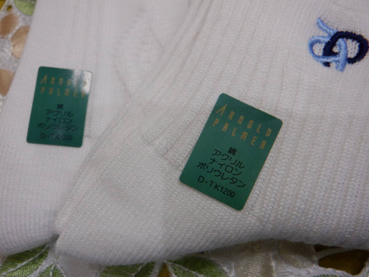 レトロ ☆ARNULD PALMER アーノルドパーマー ソックス/靴下 24~26㎝ カジュアル 白色 ワンポイント刺繍 廃盤品 の画像4