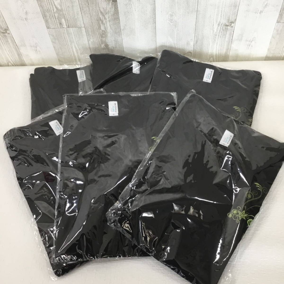  together lady's short sleeves T-shirt black black . origin embroidery M size 6 sheets unused goods *HY12