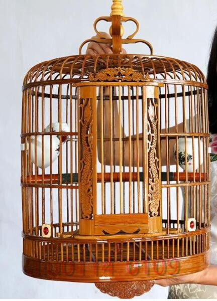 鳥かご 　竹製　 高級宮庭式　手作り　彫刻 　丸竹鳥籠　_画像4