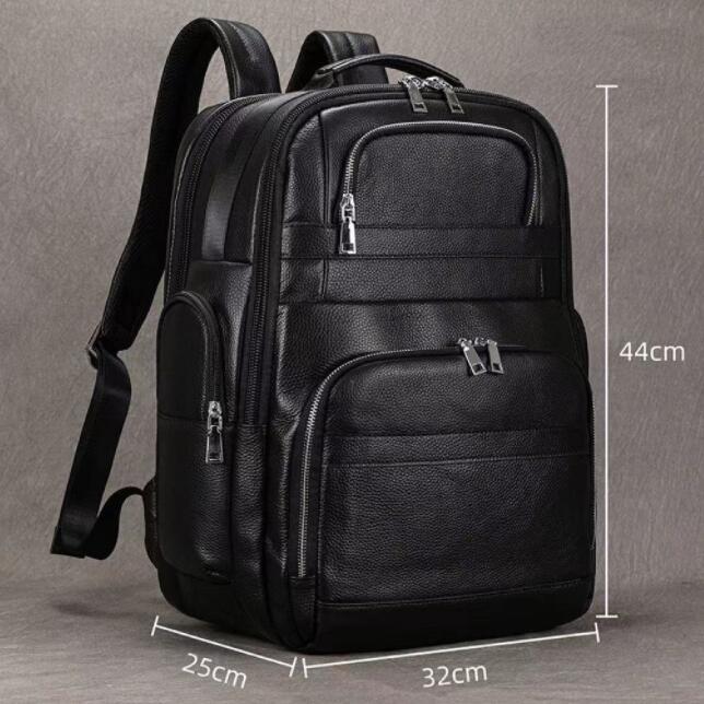  rucksack men's cow leather rucksack business commuting going to school high capacity multifunction 14PC correspondence leather bicycle bag daypack original leather business trip 