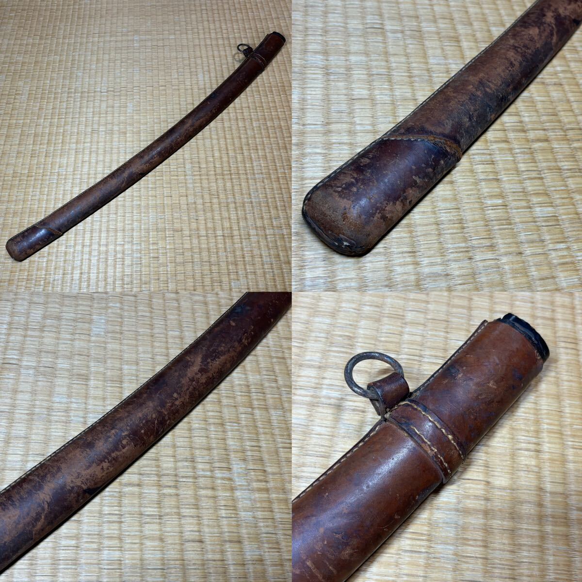 * era / sword . properties / sword fittings / armor!.. goods! old Japan army battle sward! exterior only (.* guard on sword attaching ) tree scabbard leather ..!*